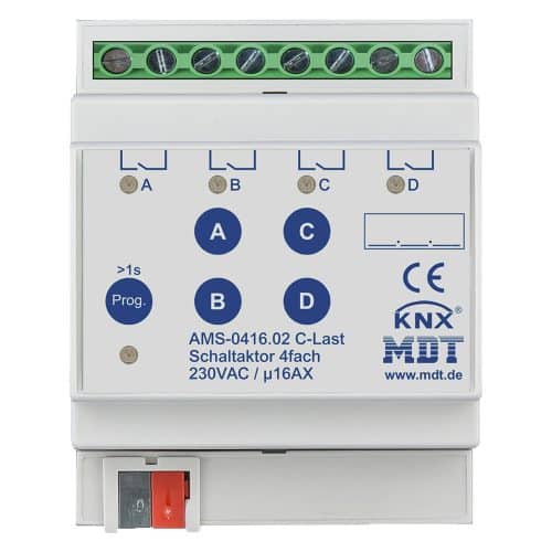 AMS-041602 - Switch Actuator 4 fold, 4SU MDRC, 16A, 230VAC, C-load, standard, 140μF, current measurement